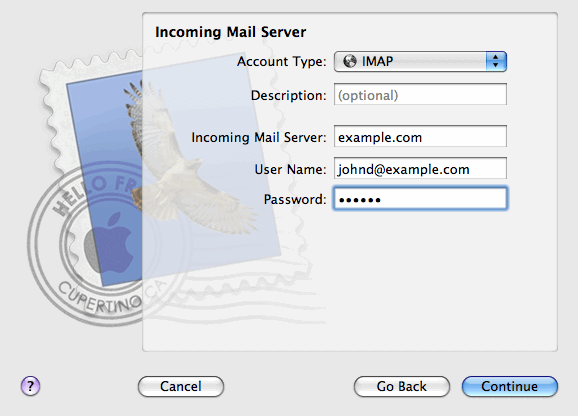 configuração apple mail